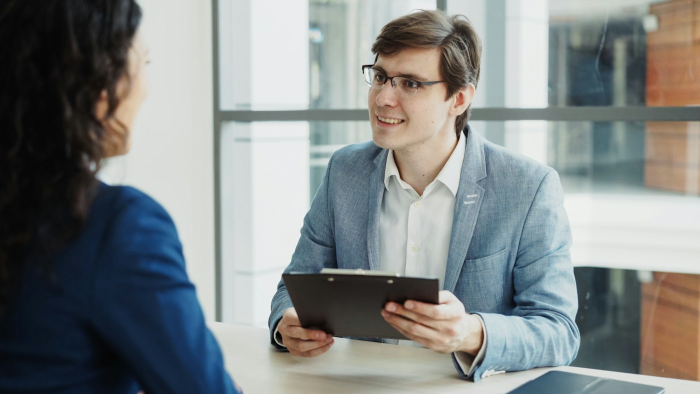 Employer and candidate meeting for a job interview